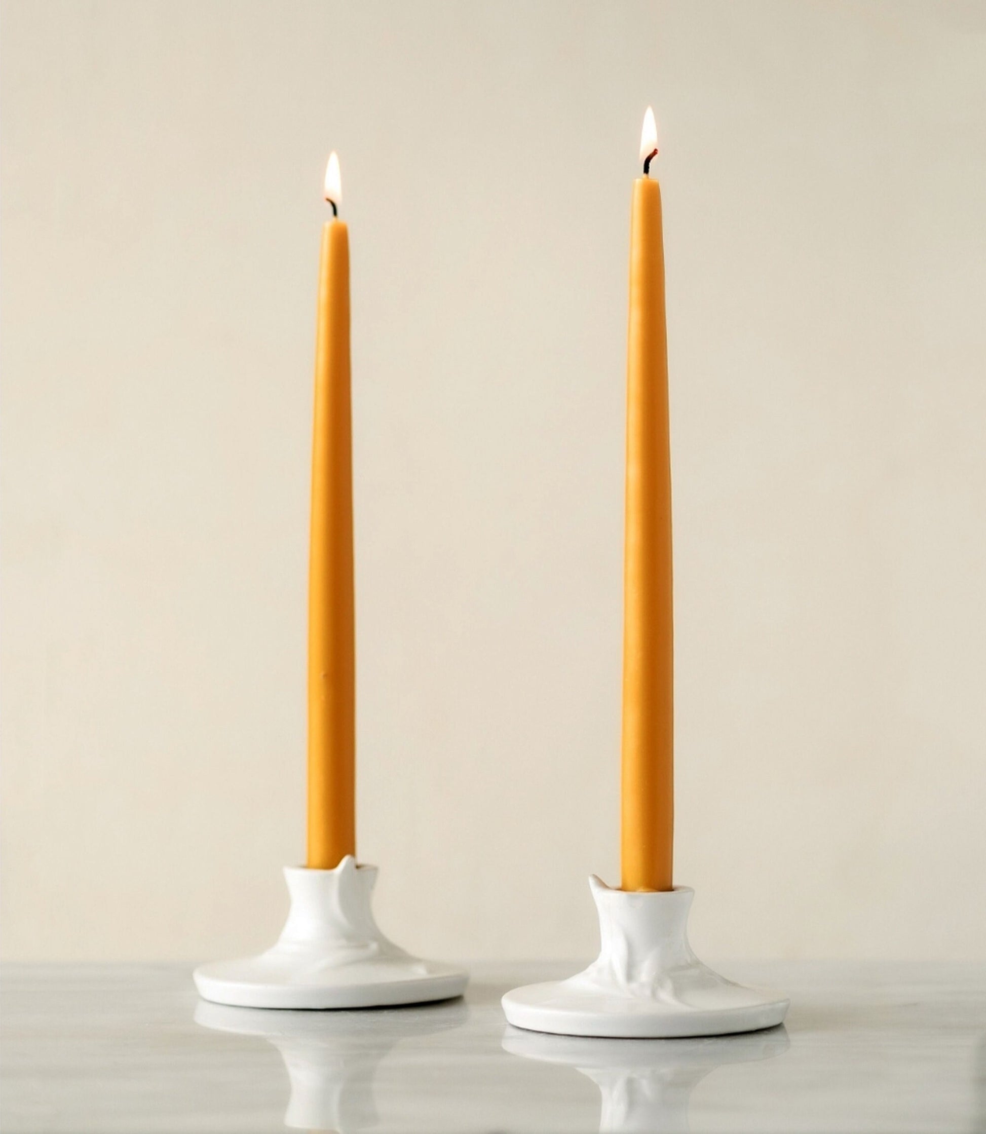 Set of 2 - Natural Beeswax Taper Candles