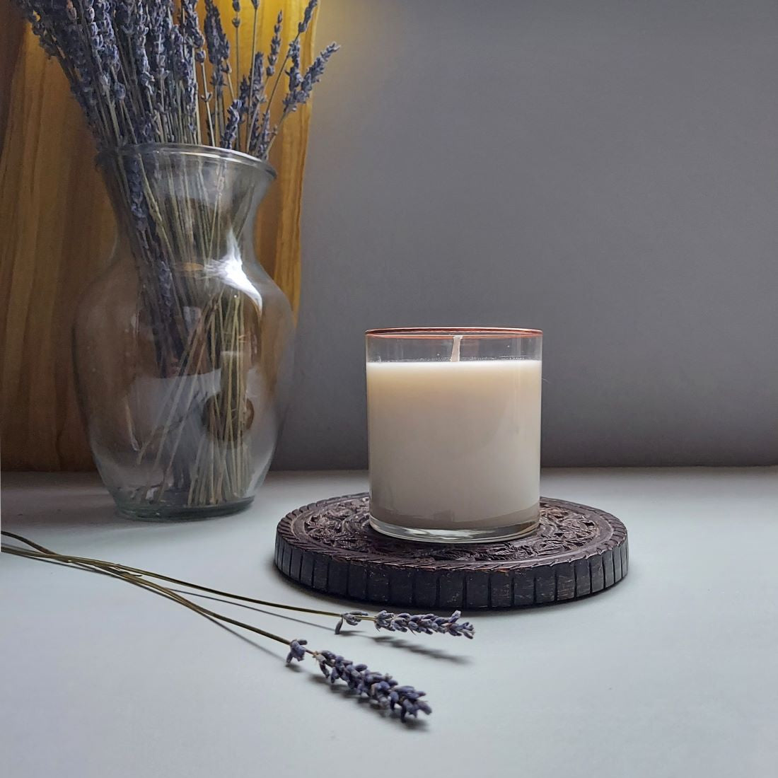 Glass Container Soy Candle Amber & Oak